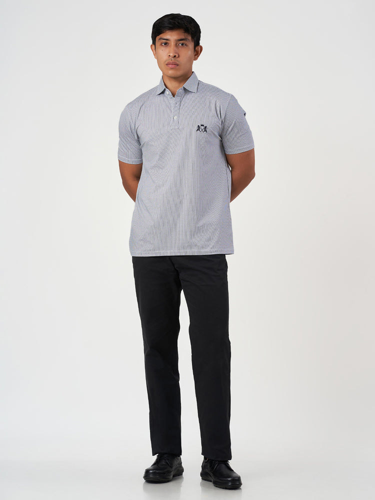 Blue Cotton Design Polo T-Shirt