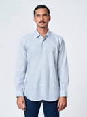 Blue Printed Long Sleeve Casual Shirt
