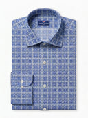 Blue Geometric Cotton Poplin Custom Shirt