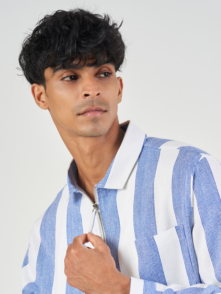 Linen Blend Zip Front Shacket