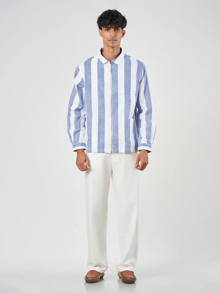 Linen Blend Zip Front Shacket