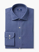 Blue Micro Checked Cotton Custom Shirt