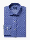 Blue Micro Geometric Cotton Dobby Custom Shirt