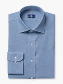 Blue Micro Textured Cotton Dobby Custom Shirt