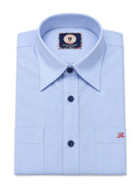 Blue Plain Cotton Slim Fit Shirt