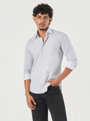 Blue Printed Cotton Slim Fit Casual Shirt