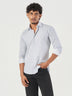 Blue Printed Cotton Slim Fit Casual Shirt