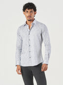 Blue Printed Cotton Slim Fit Casual Shirt