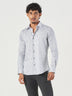 Blue Printed Cotton Slim Fit Casual Shirt