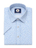 Blue Printed Cotton Slim Fit Shirt