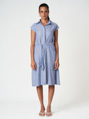 Striped Cap Sleeve Shirt Dress