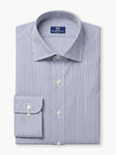 Blue Striped Cotton Twill Custom Shirt
