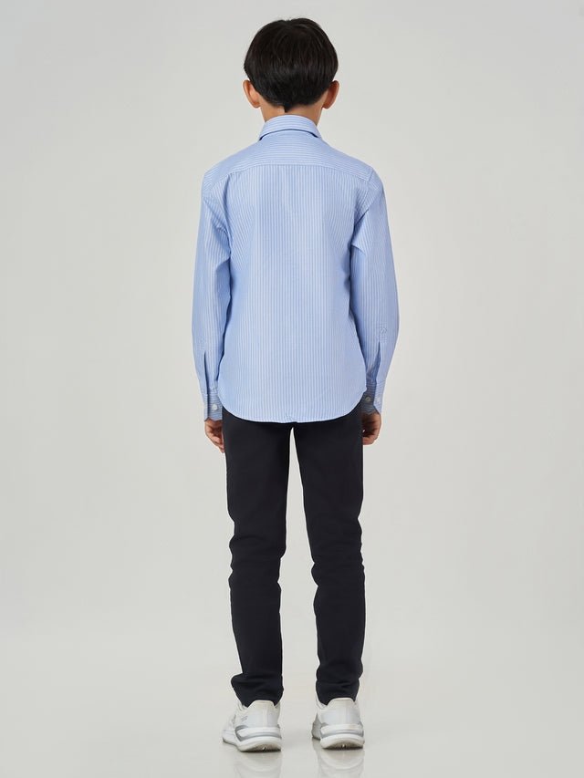 Blue Striped Regular Fit Long Sleeve Shirt
