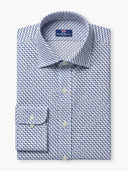 Blue White Chevron Cotton Custom Shirt