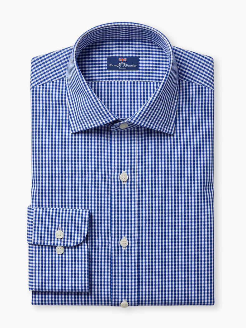 Blue White Gingham Cotton Custom Shirt