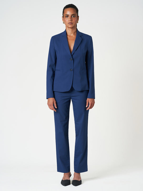 Blue Regular Fit Formal Suit Set with Straight-Leg Trousers