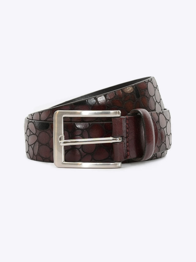 Abstract Pebble Embossed Full Grain Leather Belt
