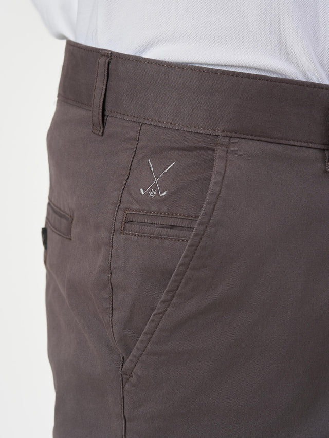 Smart Casual Brown Cotton Stretch Slim Fit Chinos