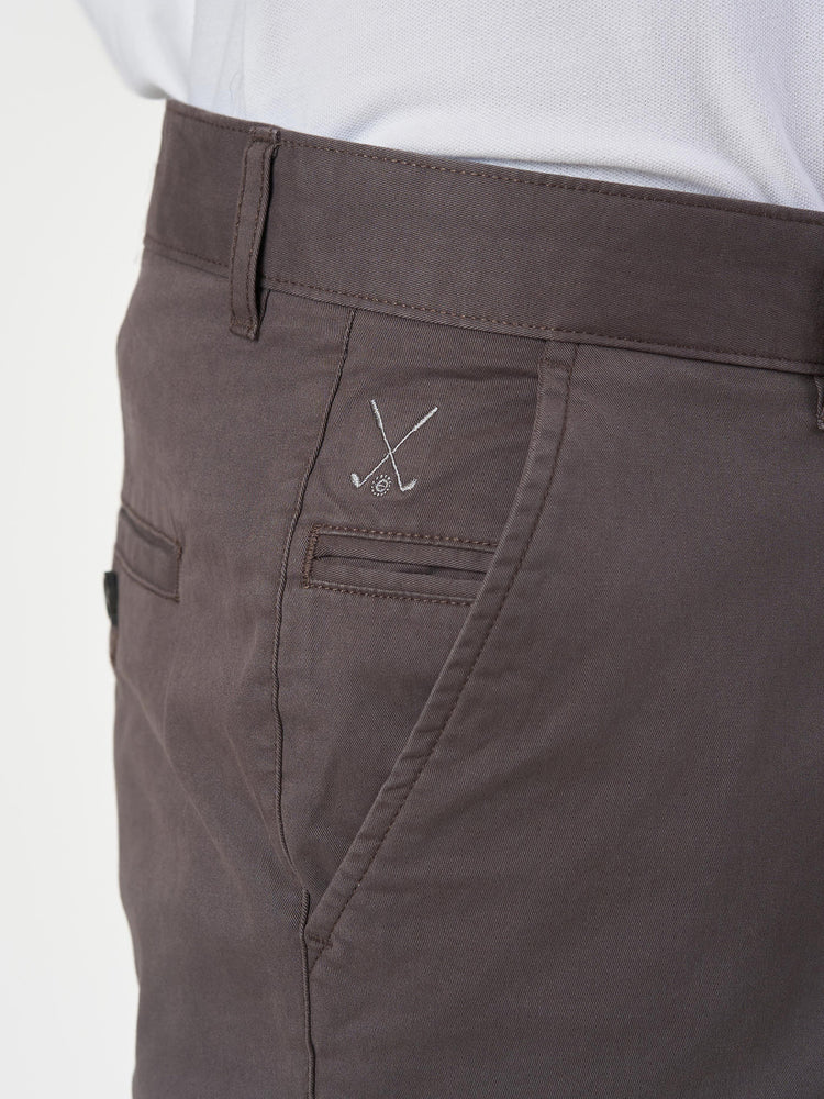 Smart Casual Brown Cotton Stretch Slim Fit Chinos