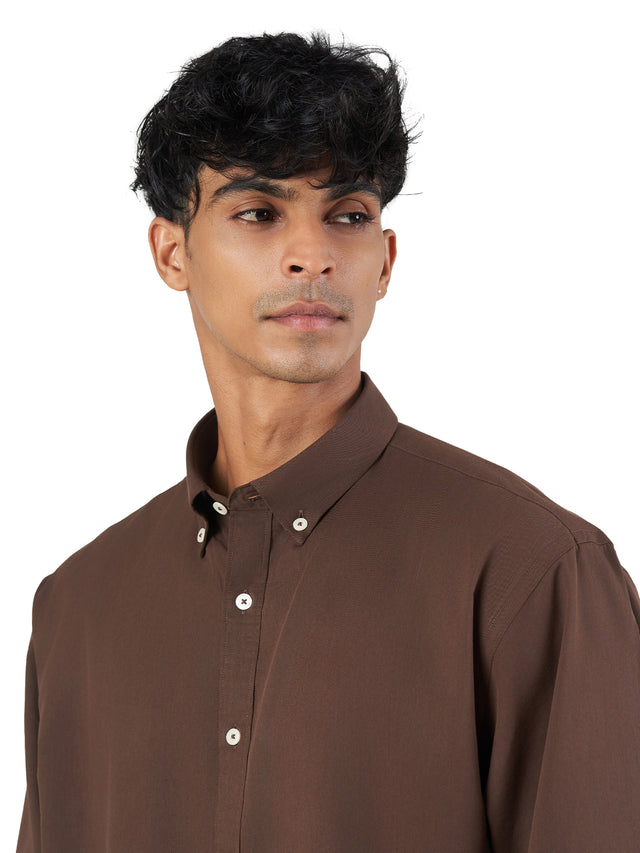 Brown Cotton Lounge Fit Casual Shirt