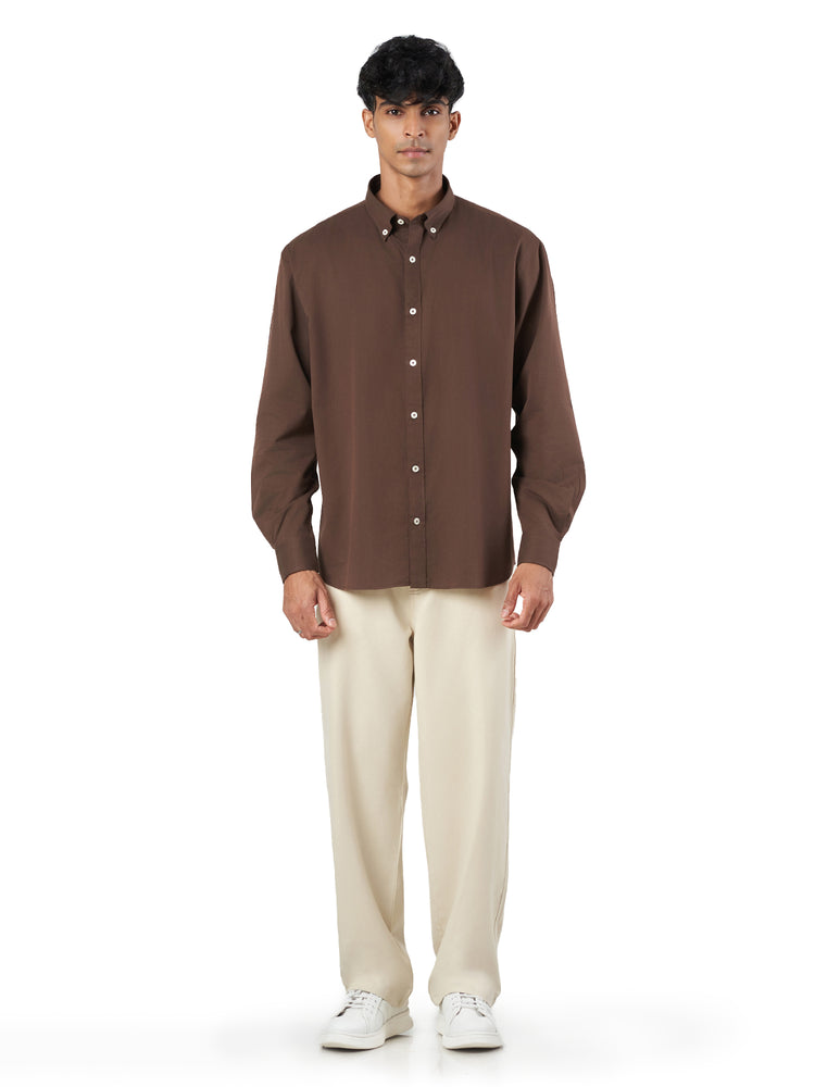 Brown Cotton Lounge Fit Casual Shirt