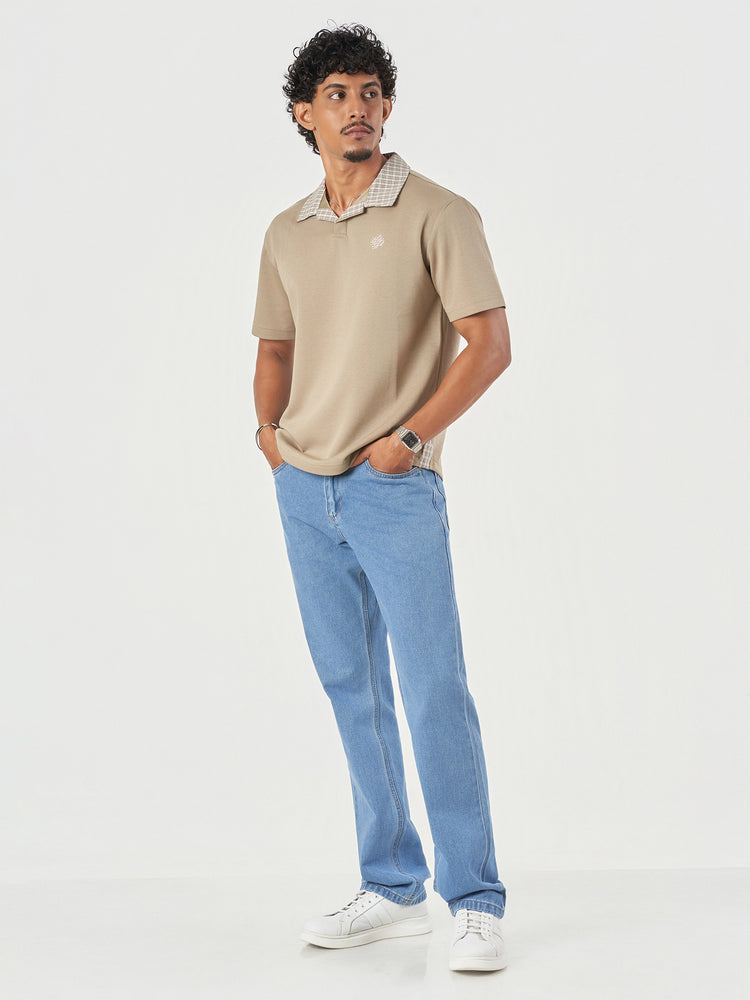 Brown Cotton Polo T-Shirt