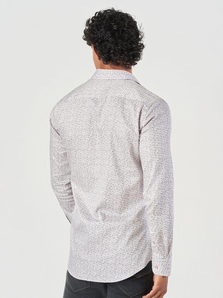 Brown Design Cotton Slim Fit Casual Shirt