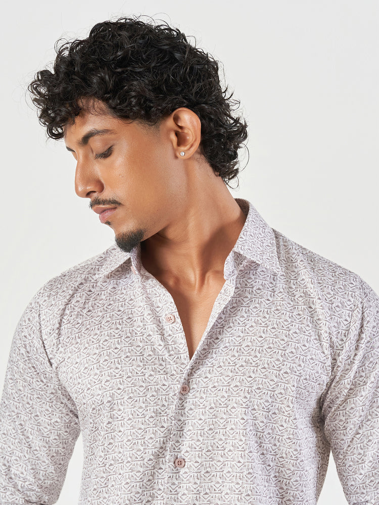 Brown Design Cotton Slim Fit Casual Shirt