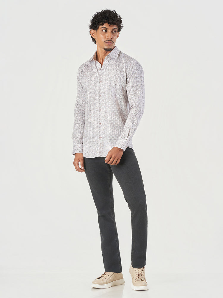 Brown Design Cotton Slim Fit Casual Shirt