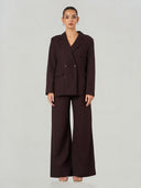 Linen Double Breasted Wide Leg Suit