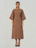 Solid Relaxed Fit Midi A-Line Dress
