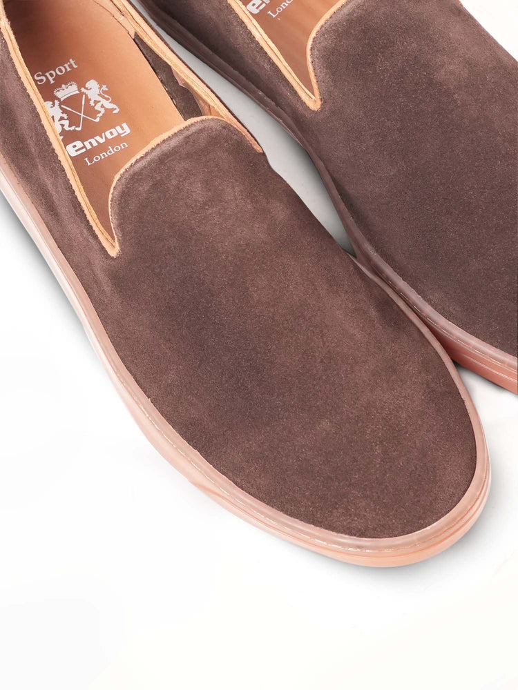Nubuck Leather Embossed Slip-On Shoes