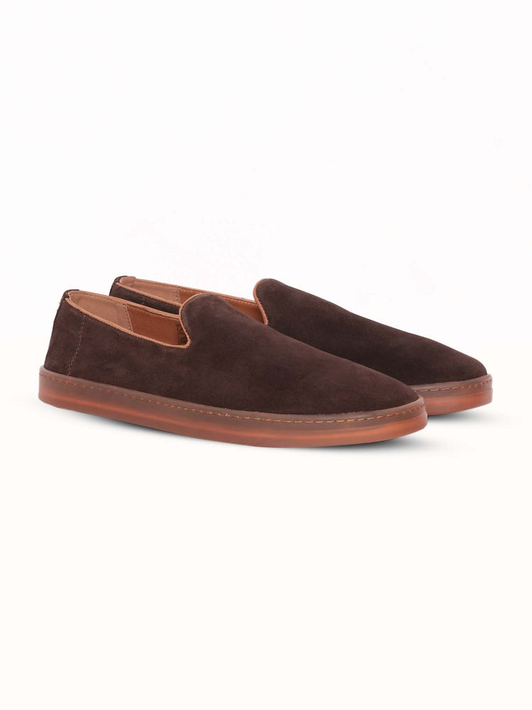 Nubuck Leather Embossed Slip-On Shoes