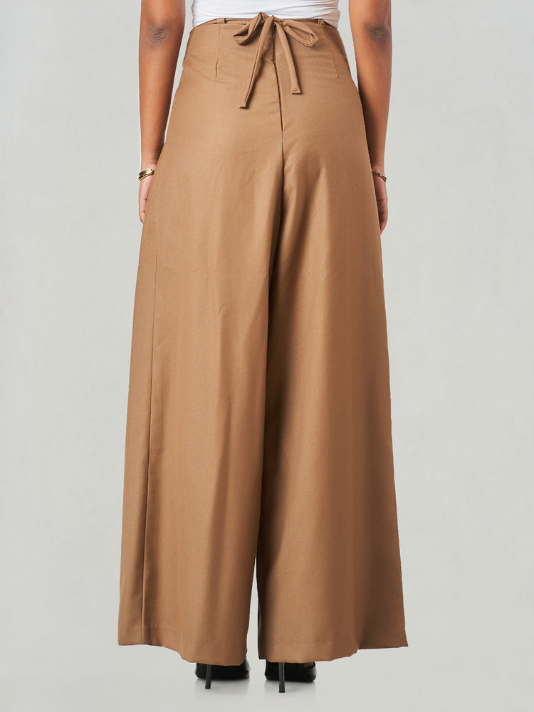 Relaxed Fit Box Pleat Wide Leg Trousers