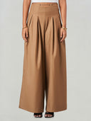 Relaxed Fit Box Pleat Wide Leg Trousers