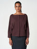 Brown Boat Neck Long Sleeve Top