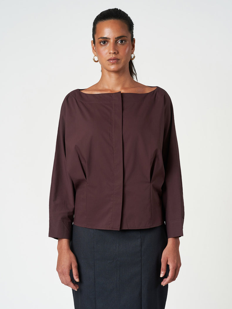 Boat Neck Long Sleeve Top