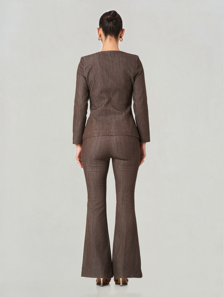 Wrap Front Tailored Flared Suit