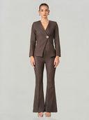 Wrap Front Tailored Flared Suit