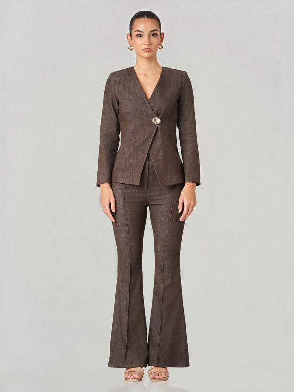 Wrap Front Tailored Flared Suit