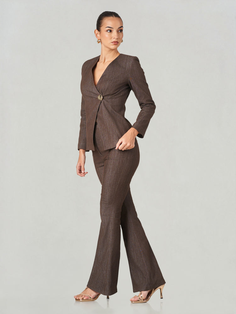 Wrap Front Tailored Flared Suit