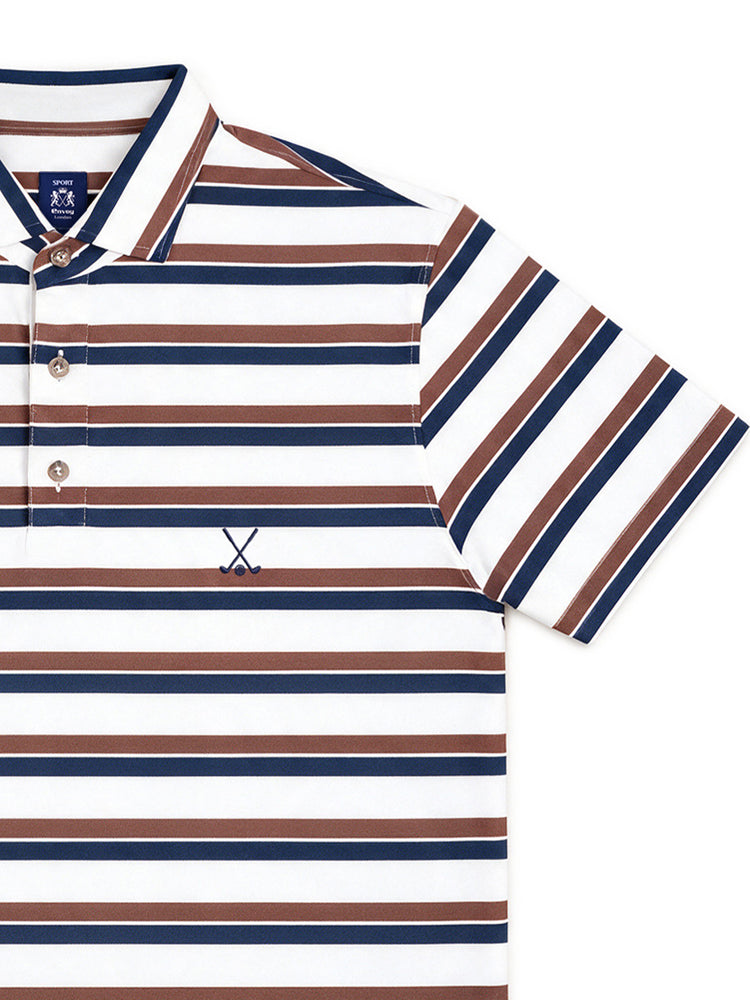 Men's Brown Horizontal Stripe Casual T-Shirt