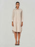 Brown Striped Relaxed Fit Midi Shirt Dress