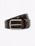 Checkered Grid Embossed Full Grain Leather Belt