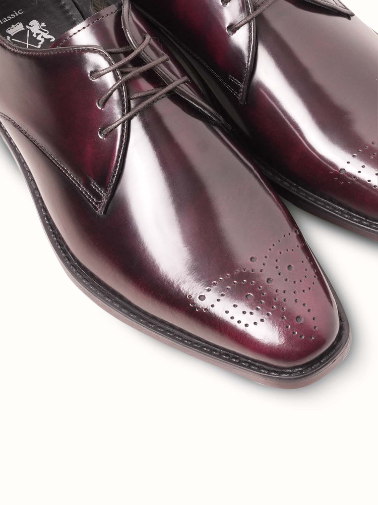 Full Grain Leather Embossed Lace-Up Shoes