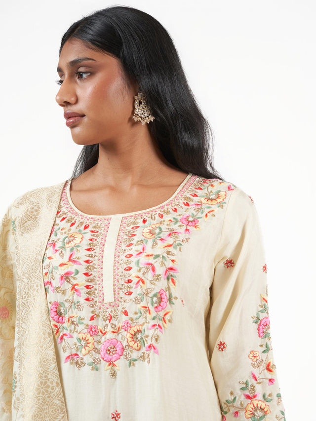Silk Embroidered Shalwar Set