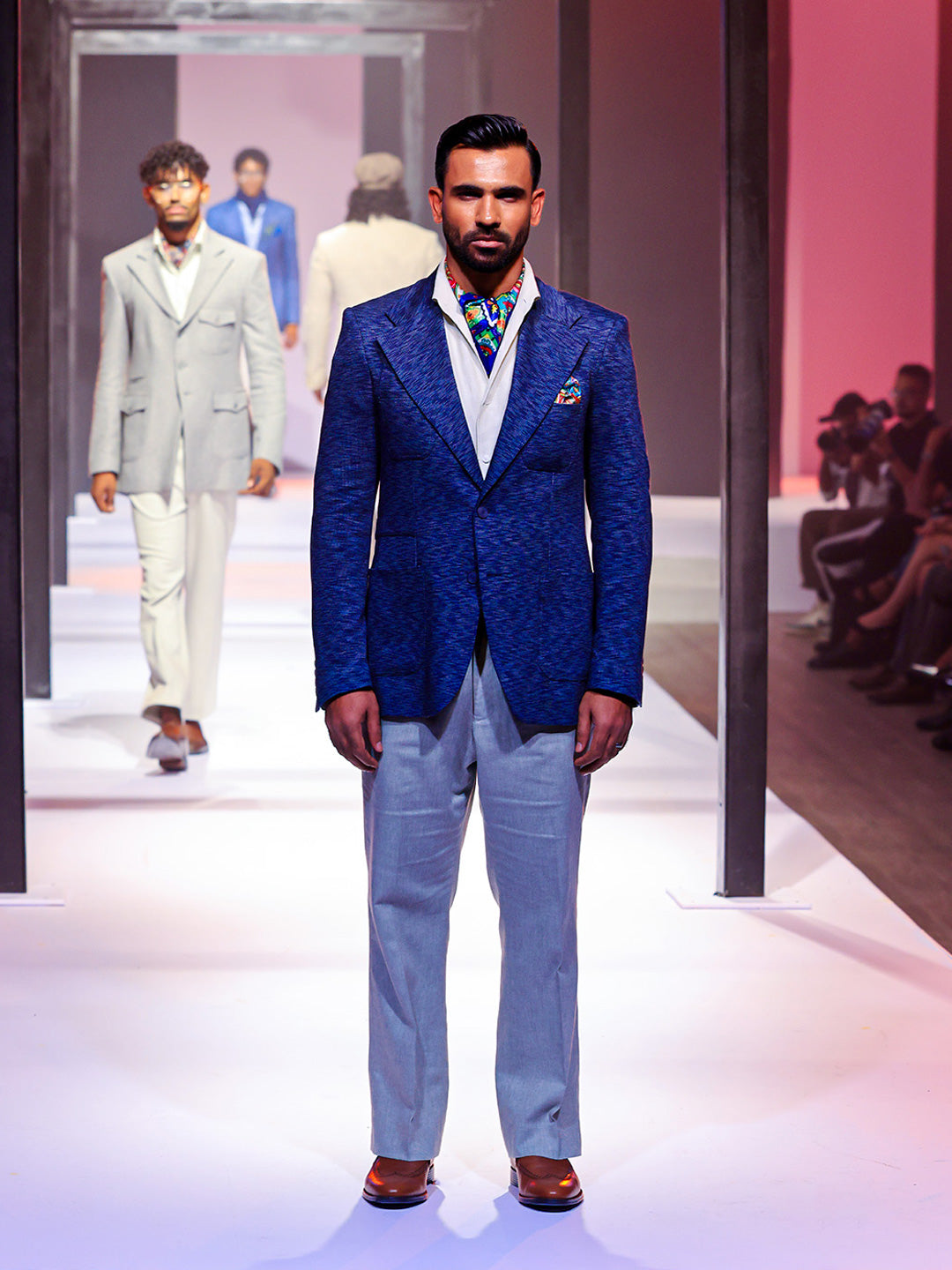 Knitted Bluish Green Tailored Fit Jacket
