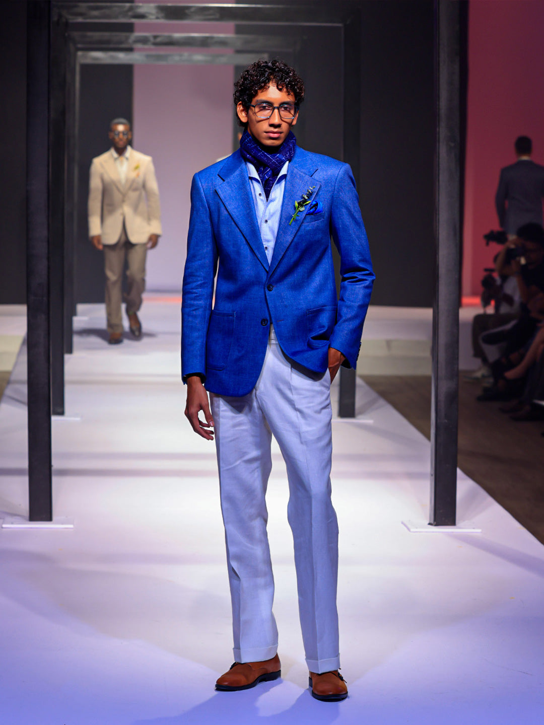 Knitted indigo Tailored Fit Jacket