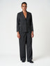 Charcoal Grey Micro-Check Formal Suit Set with Wide-Leg Trousers