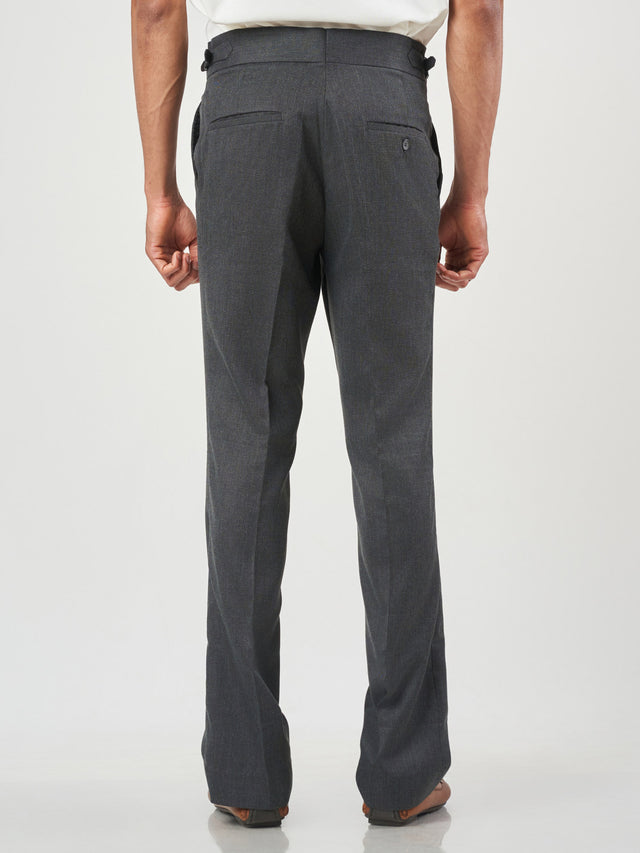 Charcoal Grey Checked Relaxed Fit Smart Casual Trousers